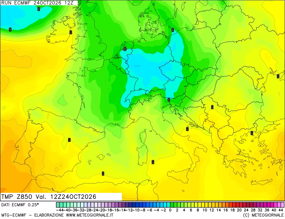 mappa Temperatura a 850 hPa