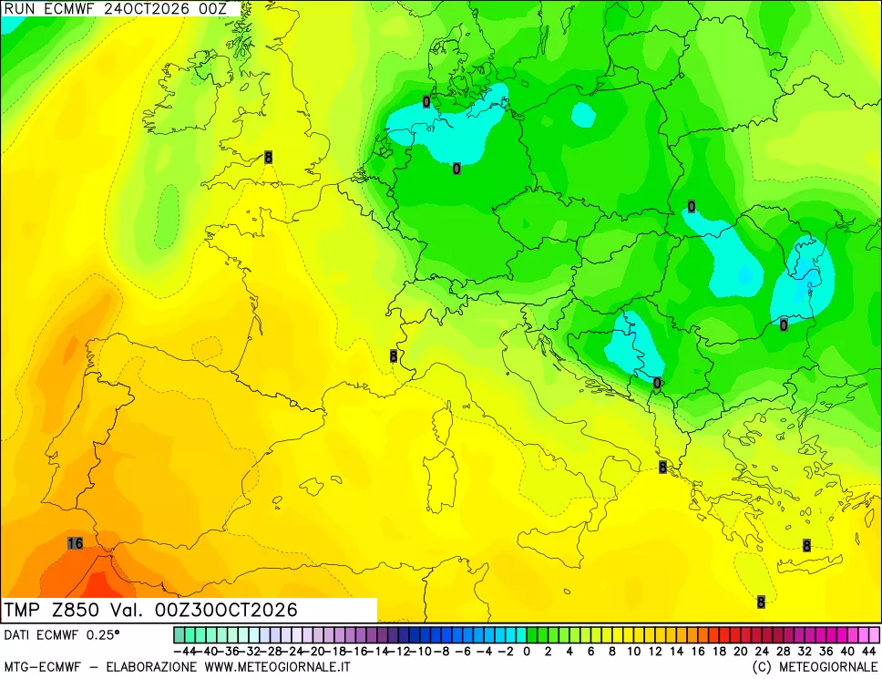 mappa Temperatura a 850 hPa