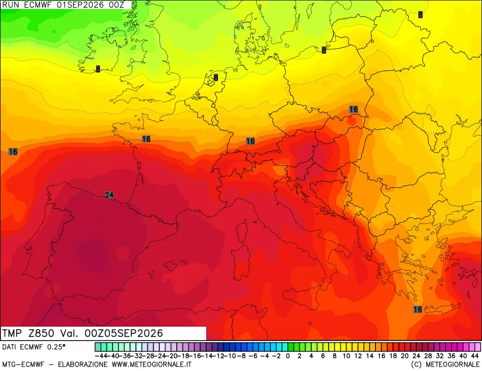 mappa Temperatura a 850 hPa