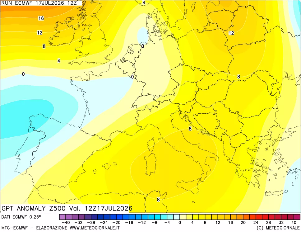 mappa 500 hPa GPT Anomaly vs Cli.No 1981-2010