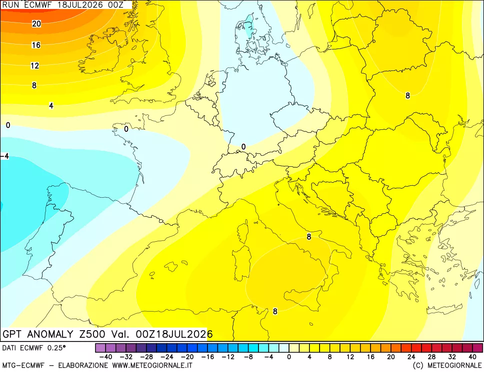 mappa 500 hPa GPT Anomaly vs Cli.No 1981-2010