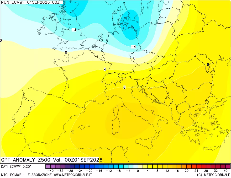 mappa 500 hPa GPT Anomaly vs Cli.No 1981-2010