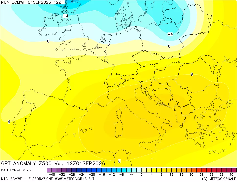 mappa 500 hPa GPT Anomaly vs Cli.No 1981-2010