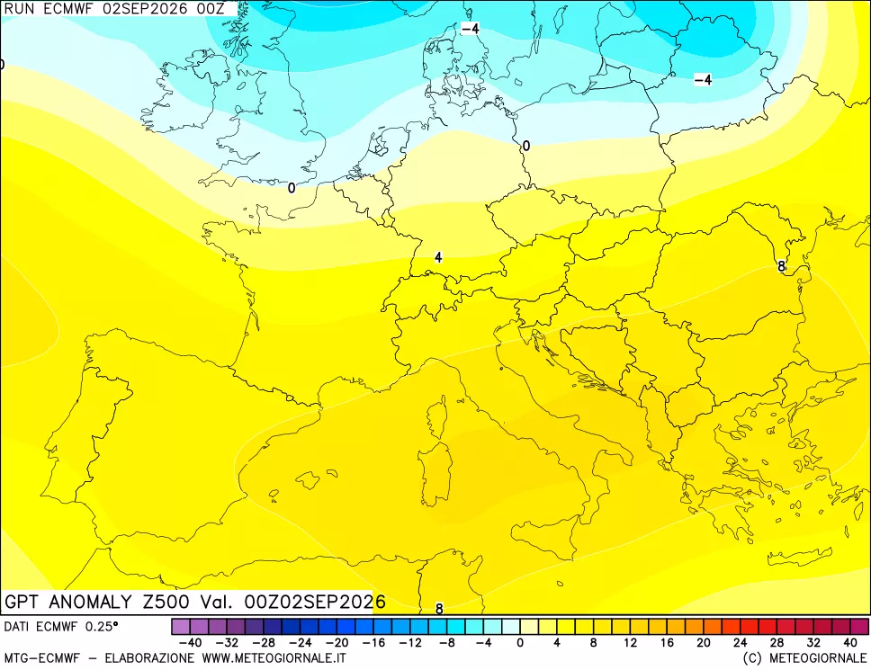 mappa 500 hPa GPT Anomaly vs Cli.No 1981-2010