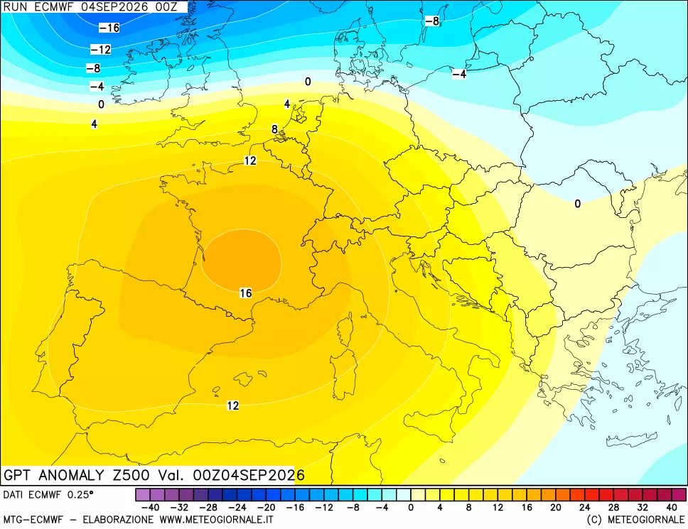 mappa 500 hPa GPT Anomaly vs Cli.No 1981-2010