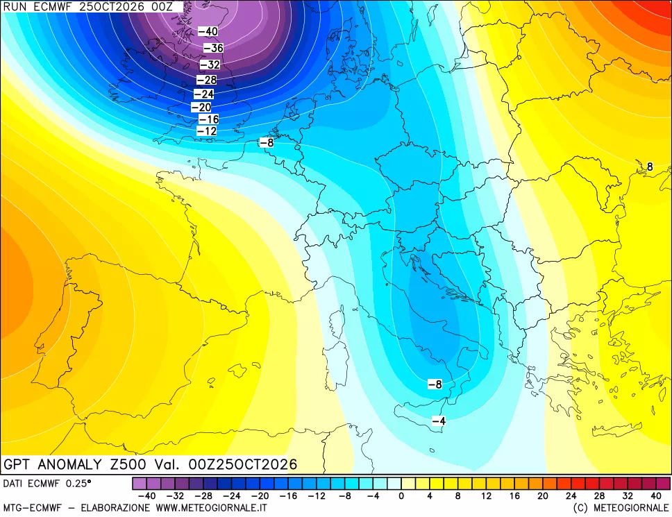 mappa 500 hPa GPT Anomaly vs Cli.No 1981-2010