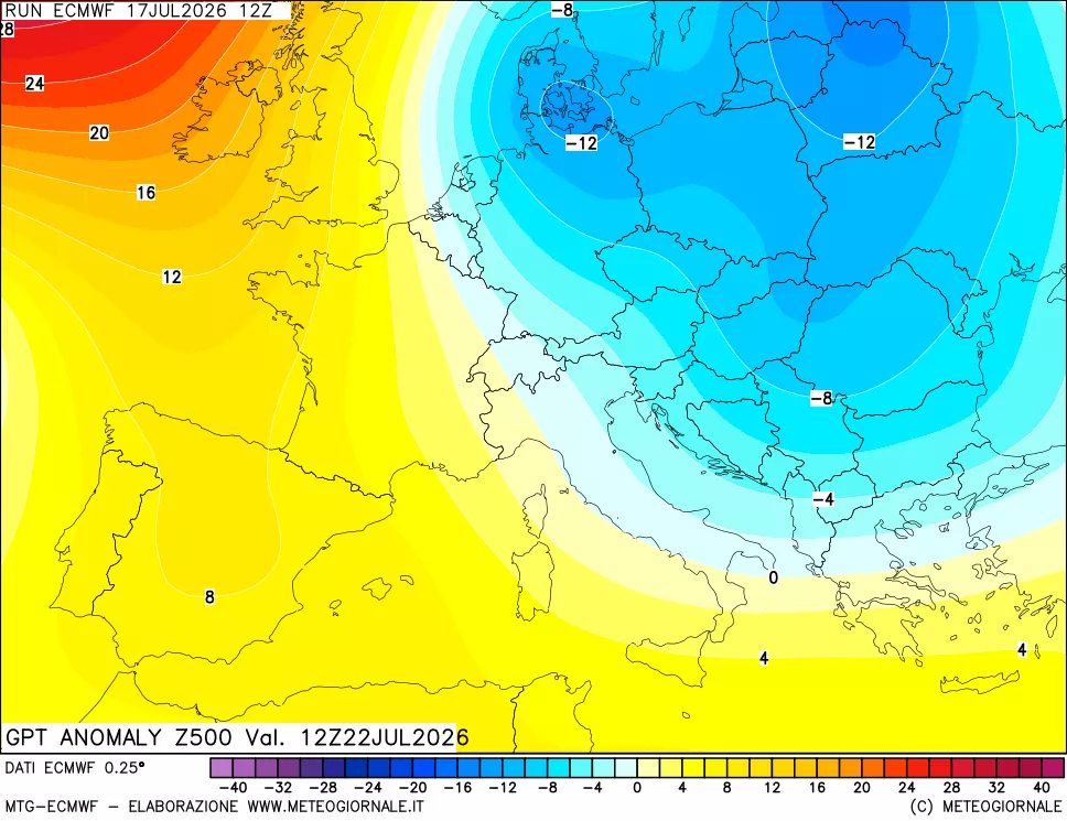 mappa 500 hPa GPT Anomaly vs Cli.No 1981-2010