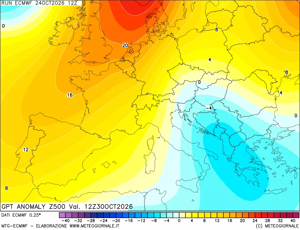 mappa 500 hPa GPT Anomaly vs Cli.No 1981-2010