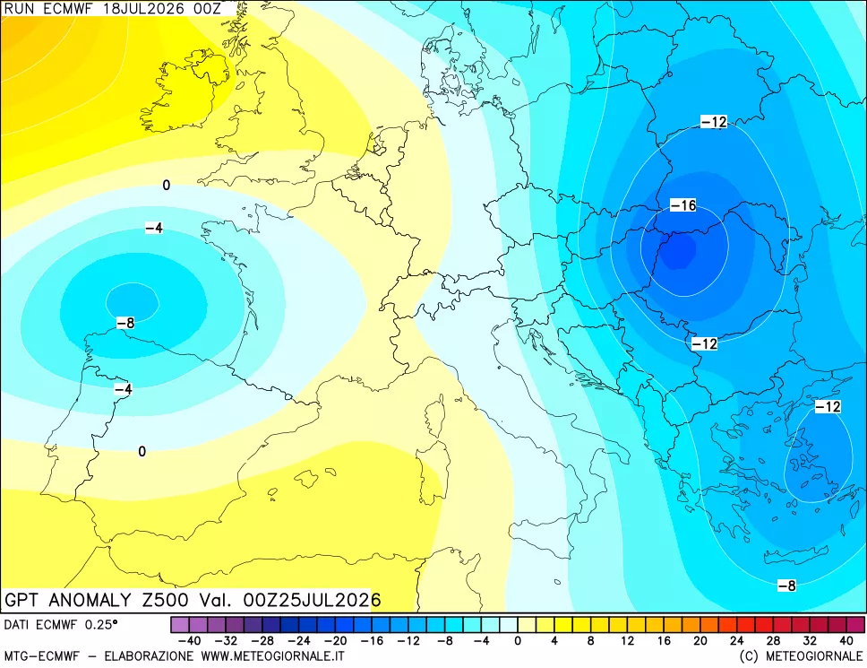 mappa 500 hPa GPT Anomaly vs Cli.No 1981-2010