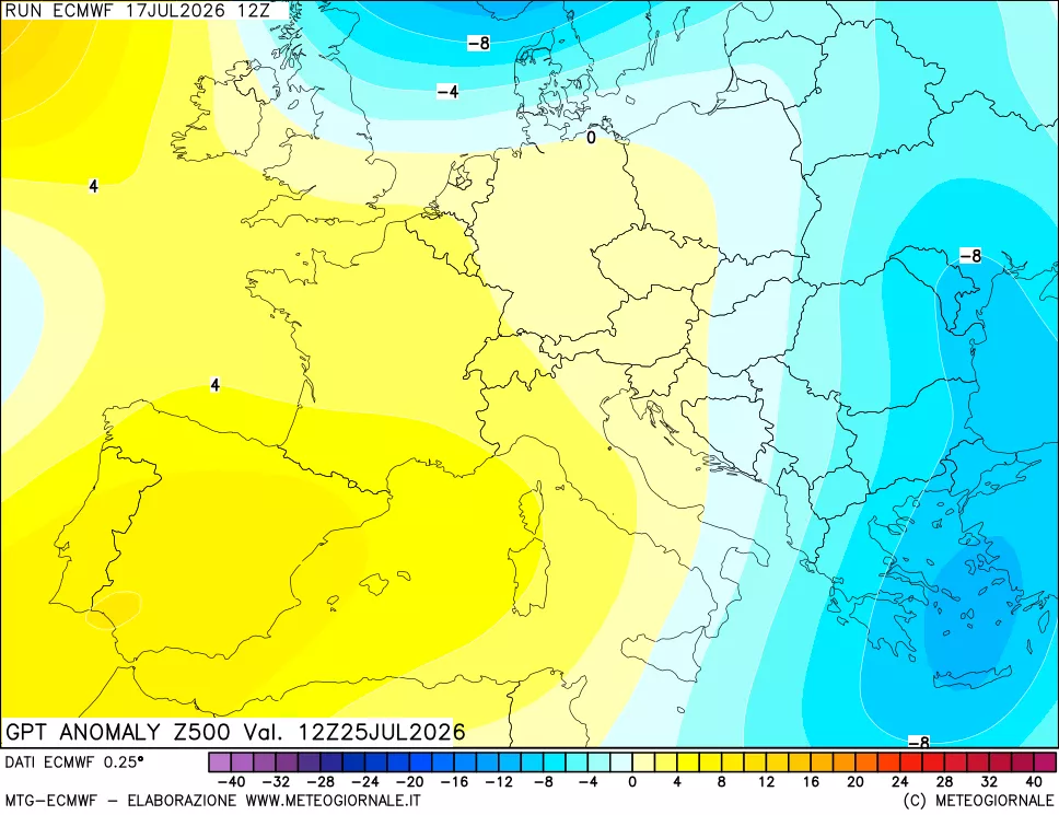 mappa 500 hPa GPT Anomaly vs Cli.No 1981-2010