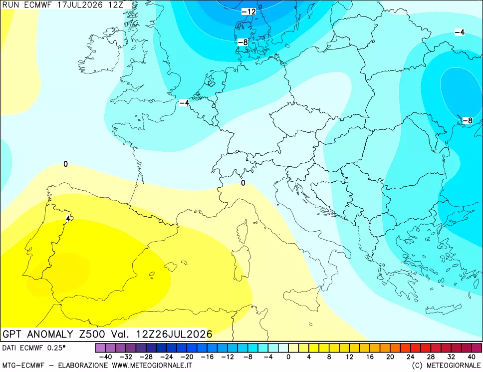 mappa 500 hPa GPT Anomaly vs Cli.No 1981-2010