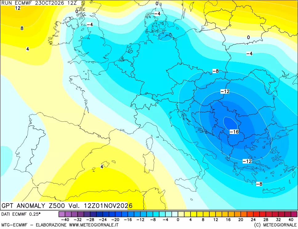 mappa 500 hPa GPT Anomaly vs Cli.No 1981-2010