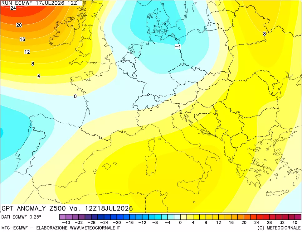 mappa 500 hPa GPT Anomaly vs Cli.No 1981-2010
