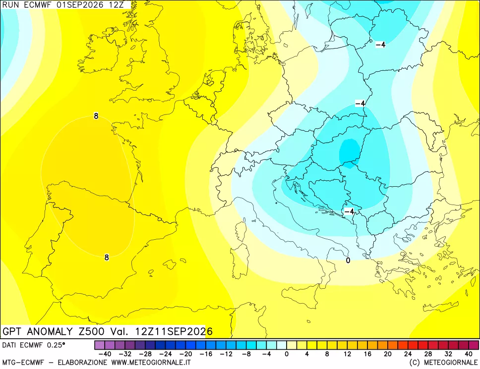 mappa 500 hPa GPT Anomaly vs Cli.No 1981-2010