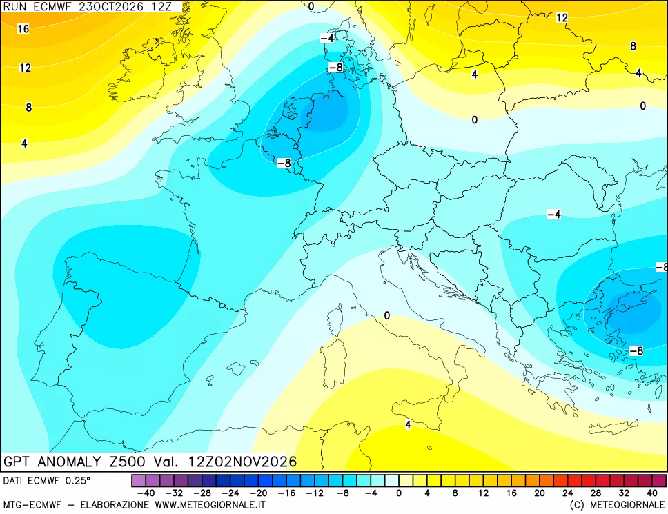 mappa 500 hPa GPT Anomaly vs Cli.No 1981-2010