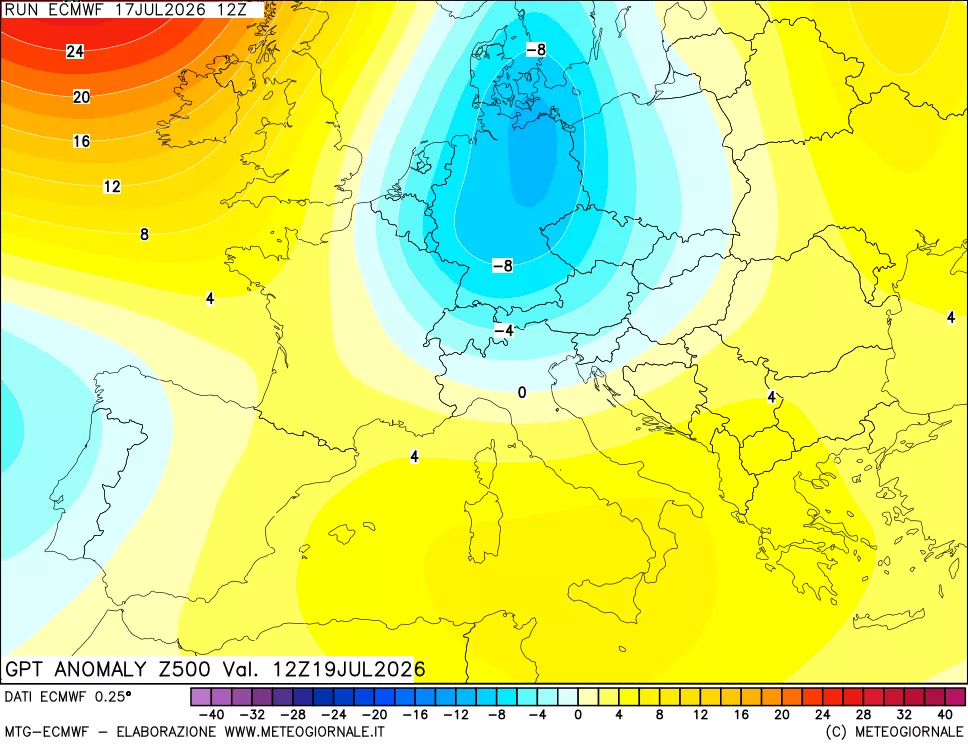 mappa 500 hPa GPT Anomaly vs Cli.No 1981-2010