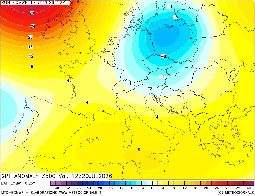mappa 500 hPa GPT Anomaly vs Cli.No 1981-2010