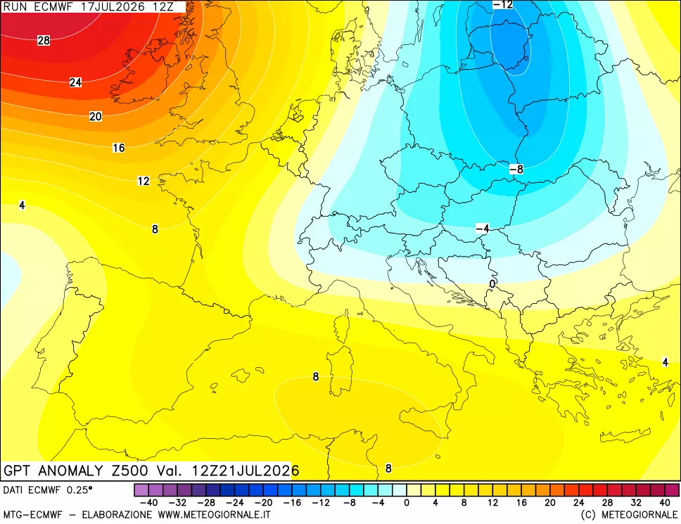 mappa 500 hPa GPT Anomaly vs Cli.No 1981-2010