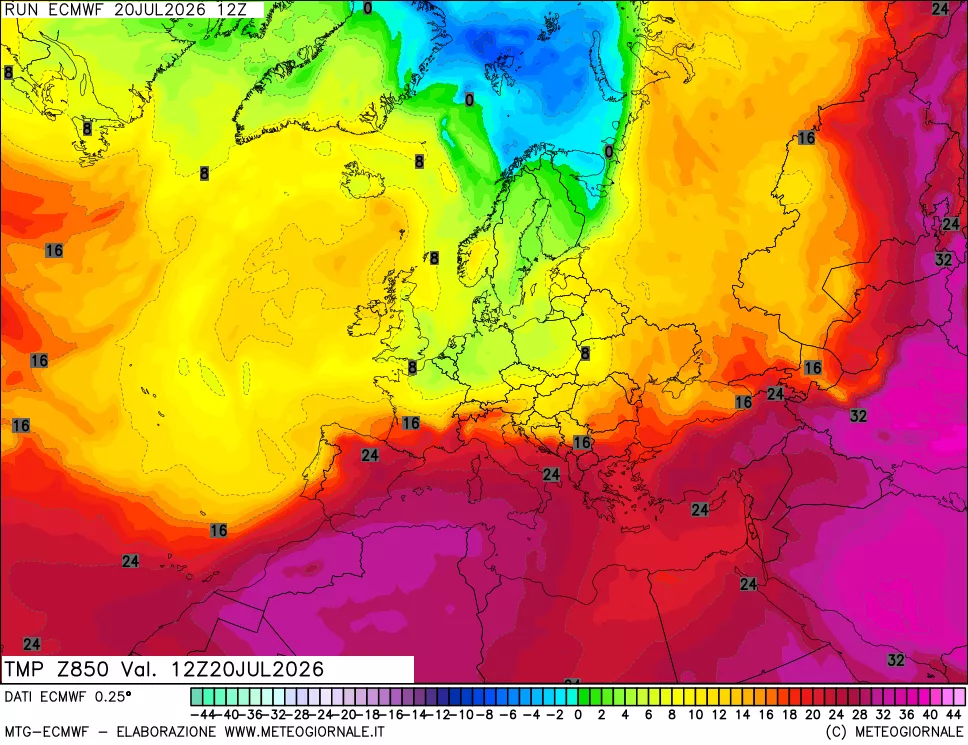 mappa Temperatura a 850 hPa