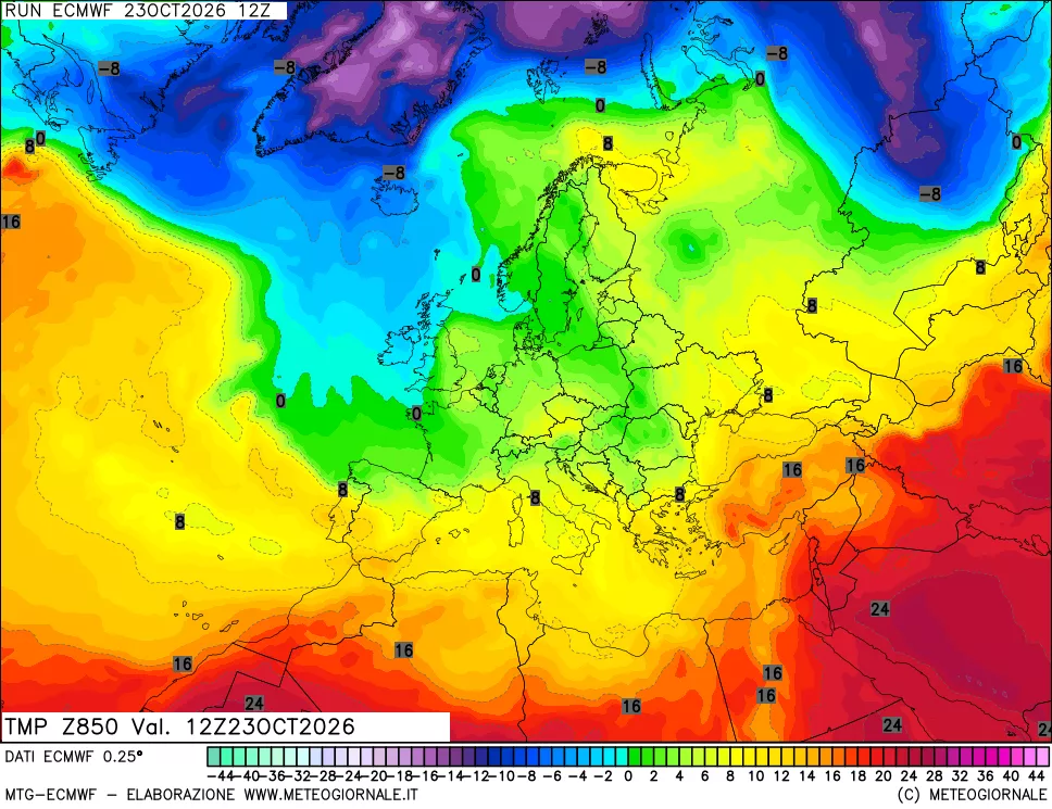 mappa Temperatura a 850 hPa