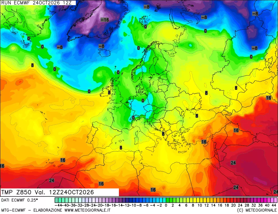 mappa Temperatura a 850 hPa