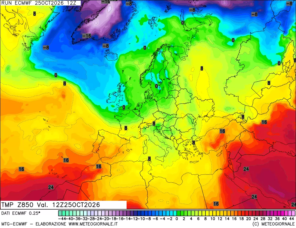 mappa Temperatura a 850 hPa