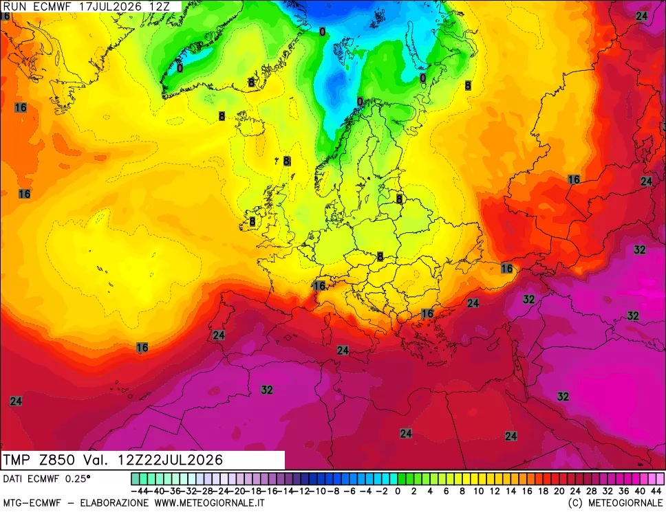 mappa Temperatura a 850 hPa