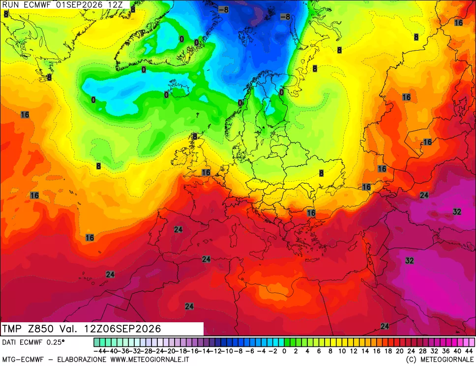 mappa Temperatura a 850 hPa