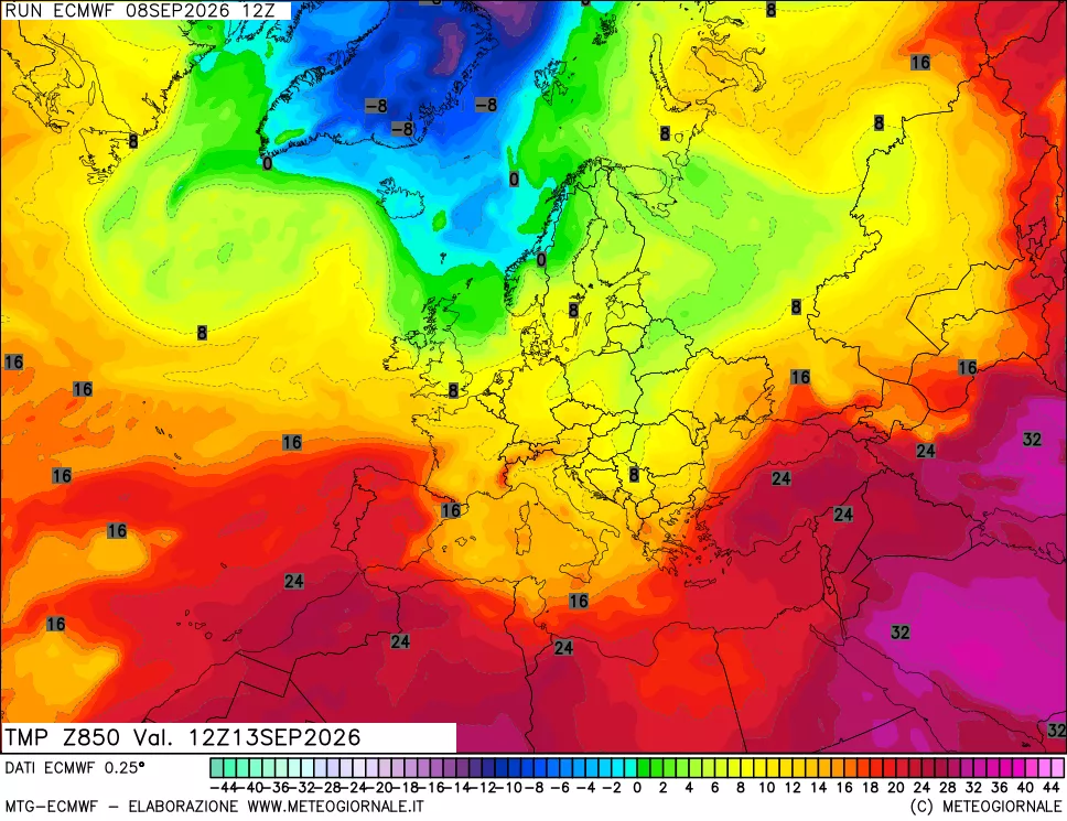 mappa Temperatura a 850 hPa