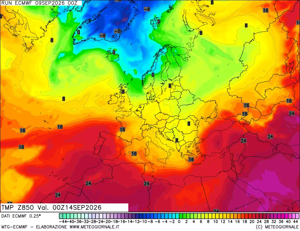 mappa Temperatura a 850 hPa