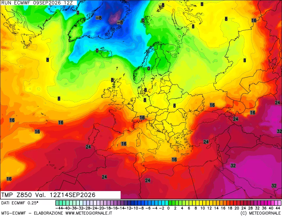 mappa Temperatura a 850 hPa