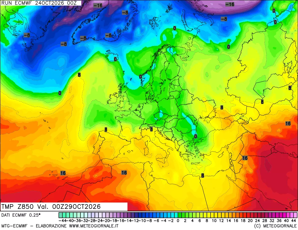 mappa Temperatura a 850 hPa