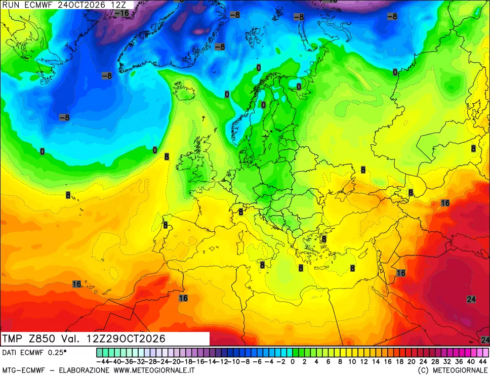 mappa Temperatura a 850 hPa