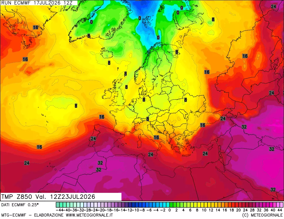 mappa Temperatura a 850 hPa