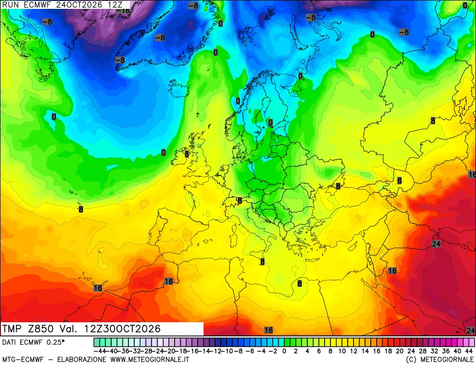 mappa Temperatura a 850 hPa