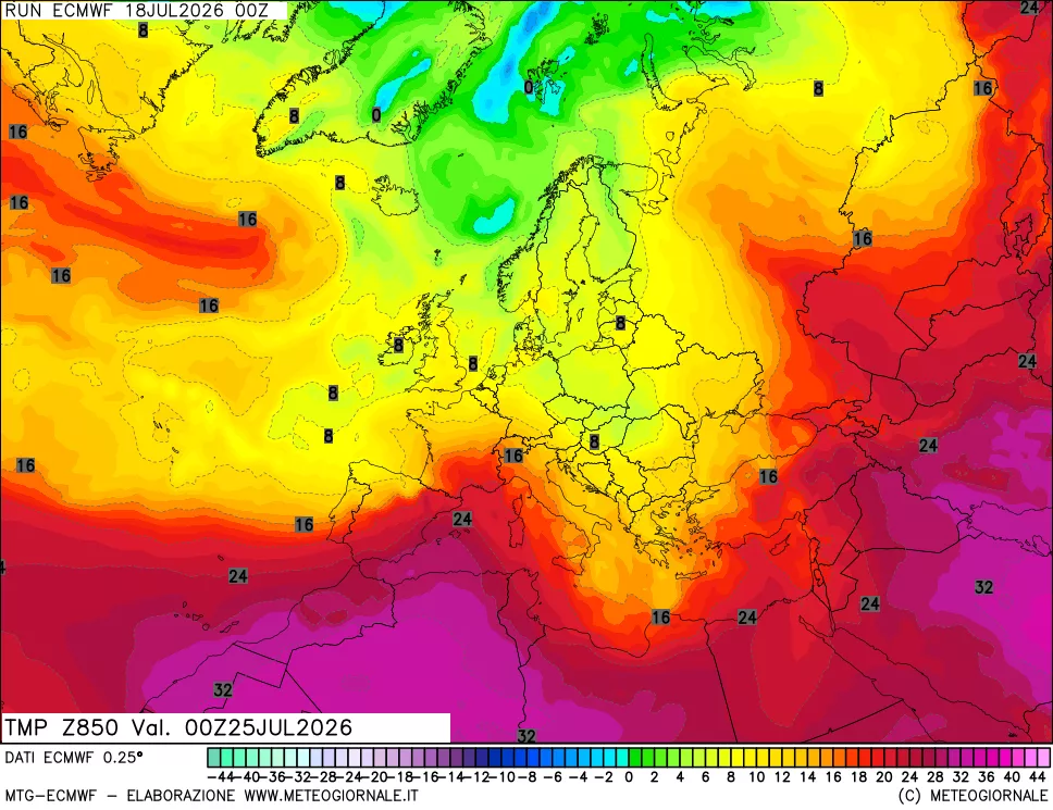 mappa Temperatura a 850 hPa