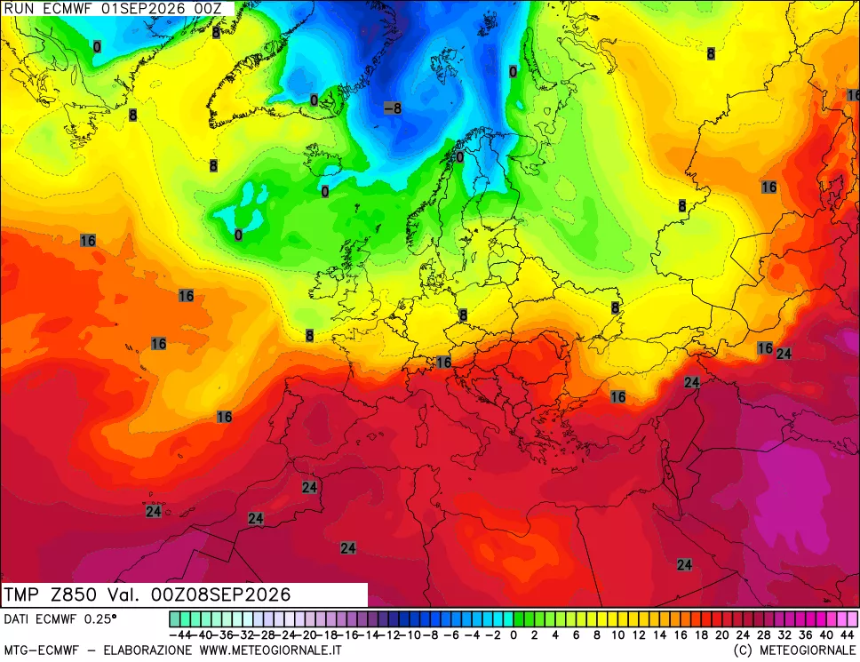 mappa Temperatura a 850 hPa