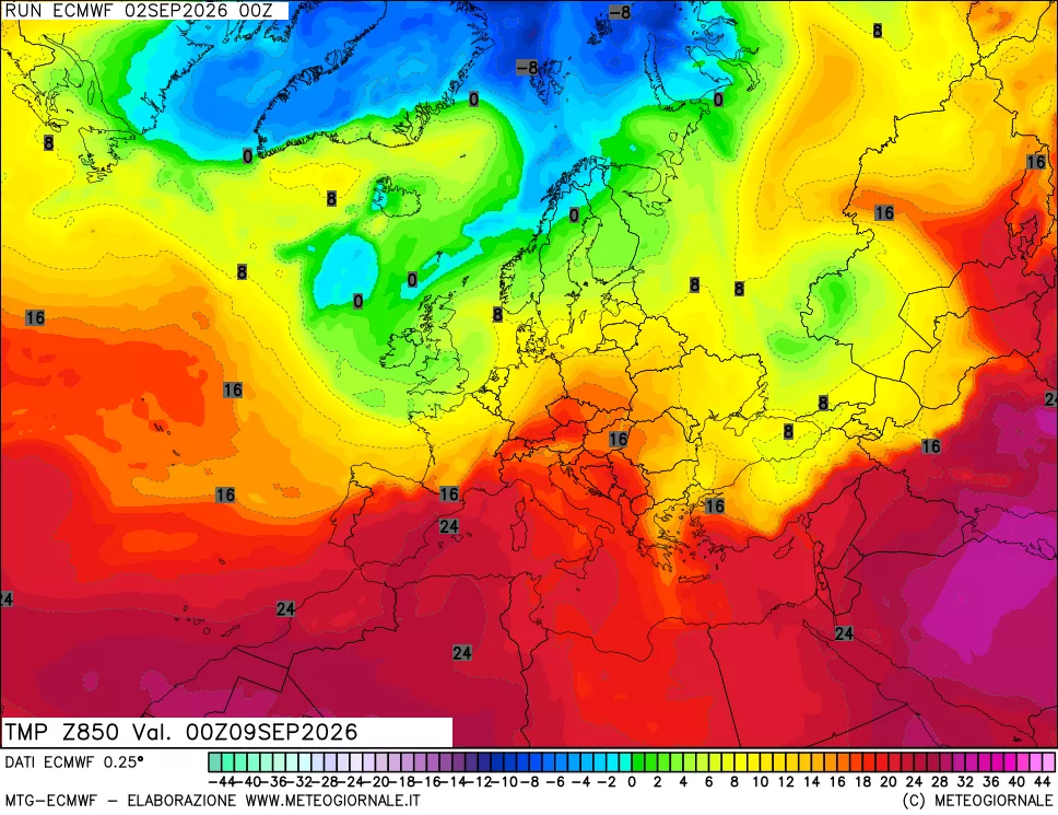 mappa Temperatura a 850 hPa