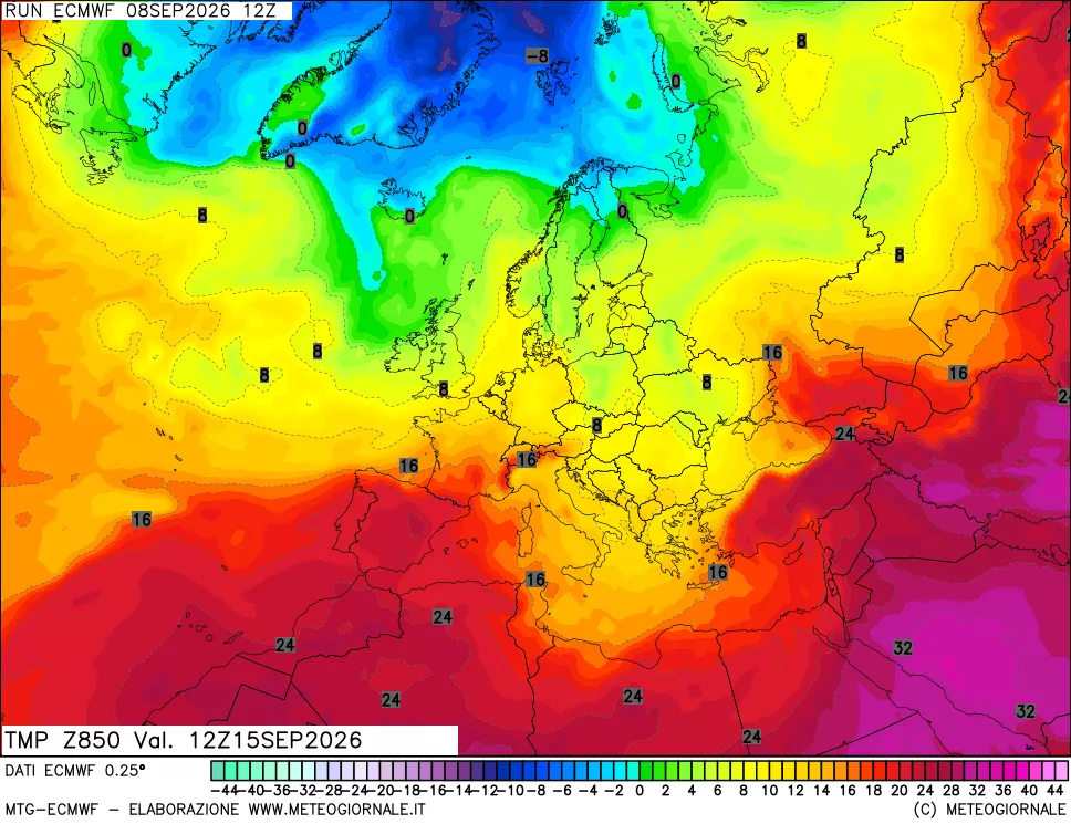 mappa Temperatura a 850 hPa