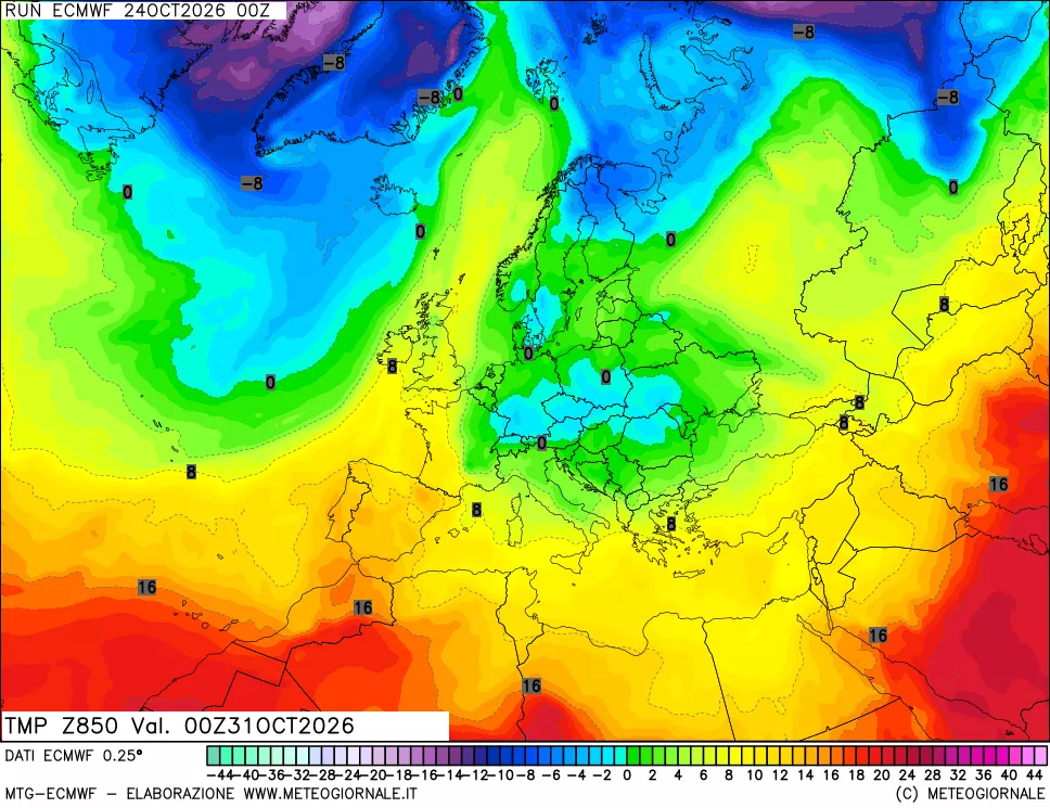 mappa Temperatura a 850 hPa