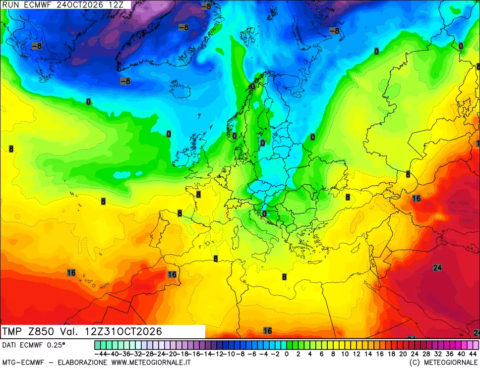 mappa Temperatura a 850 hPa