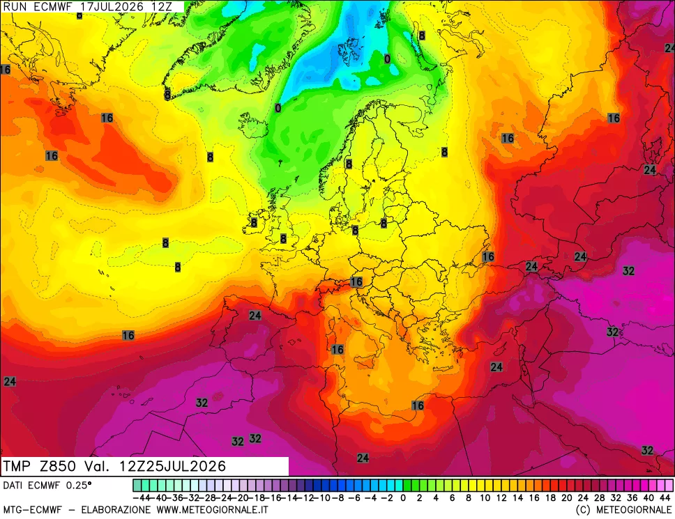 mappa Temperatura a 850 hPa