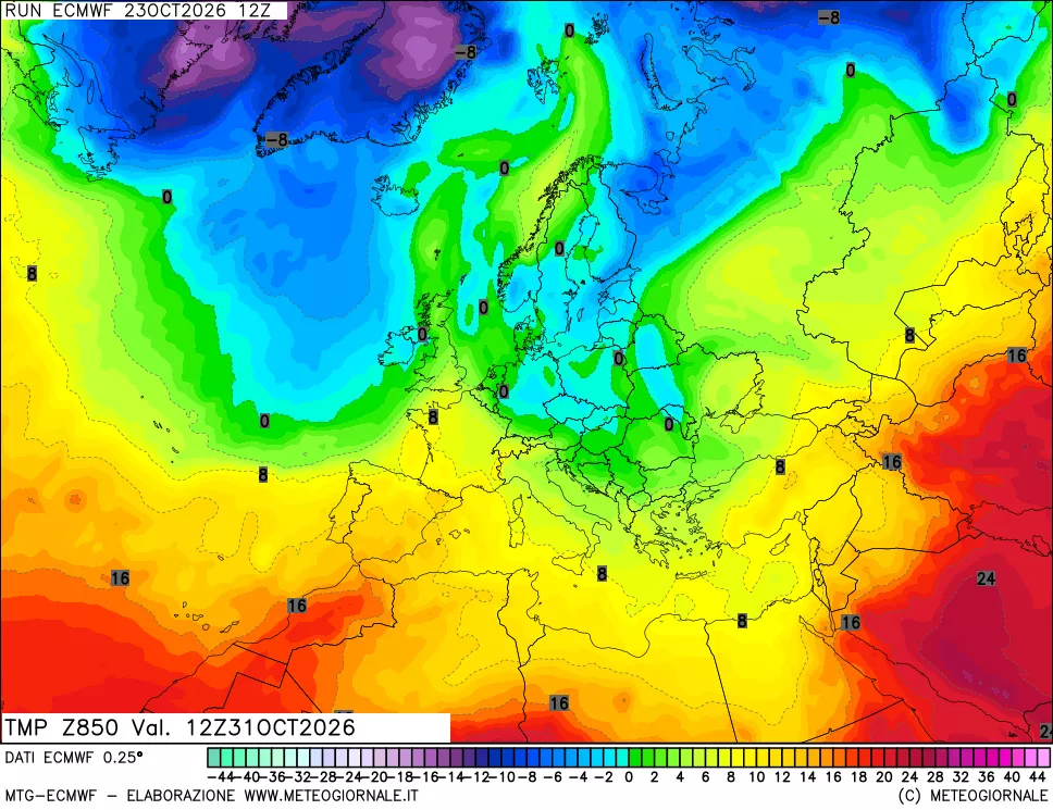 mappa Temperatura a 850 hPa
