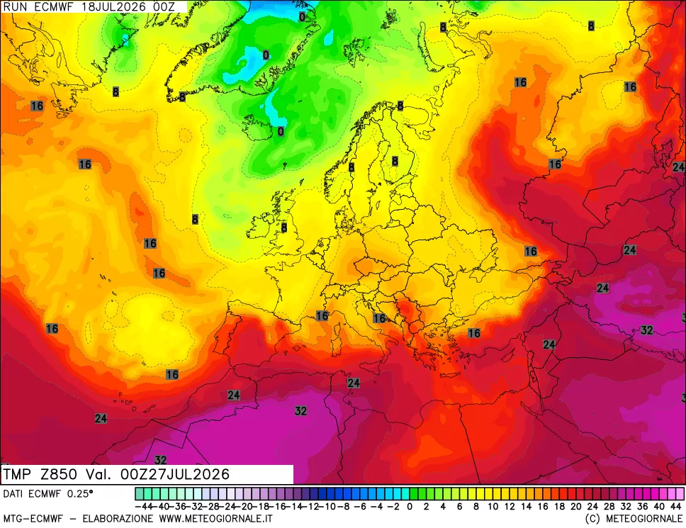 mappa Temperatura a 850 hPa
