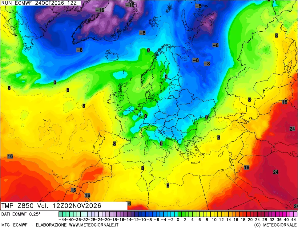 mappa Temperatura a 850 hPa