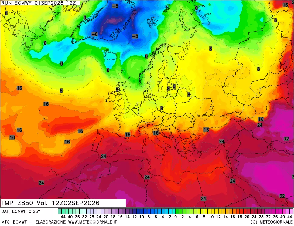 mappa Temperatura a 850 hPa