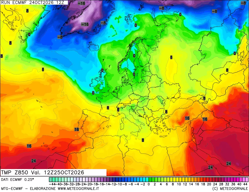 mappa Temperatura a 850 hPa