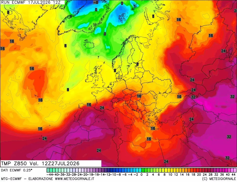 mappa Temperatura a 850 hPa