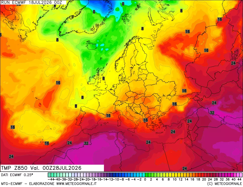 mappa Temperatura a 850 hPa