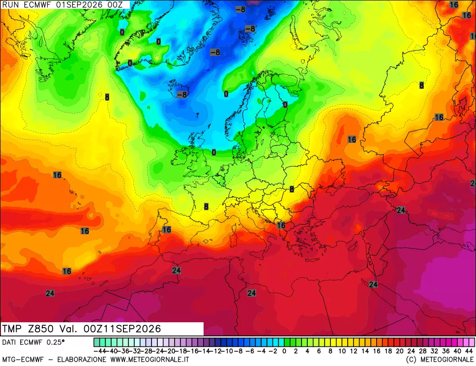 mappa Temperatura a 850 hPa